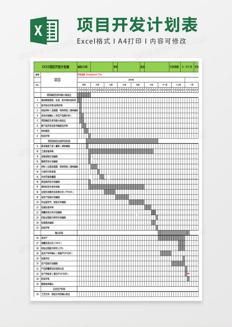 项目开发计划表excel表格模板