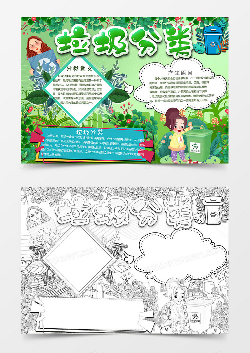 厨余垃圾版垃圾分类小报word模板