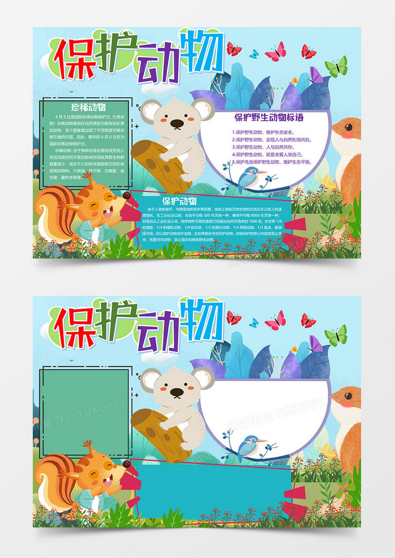 珍惜动物保护日小报word模板