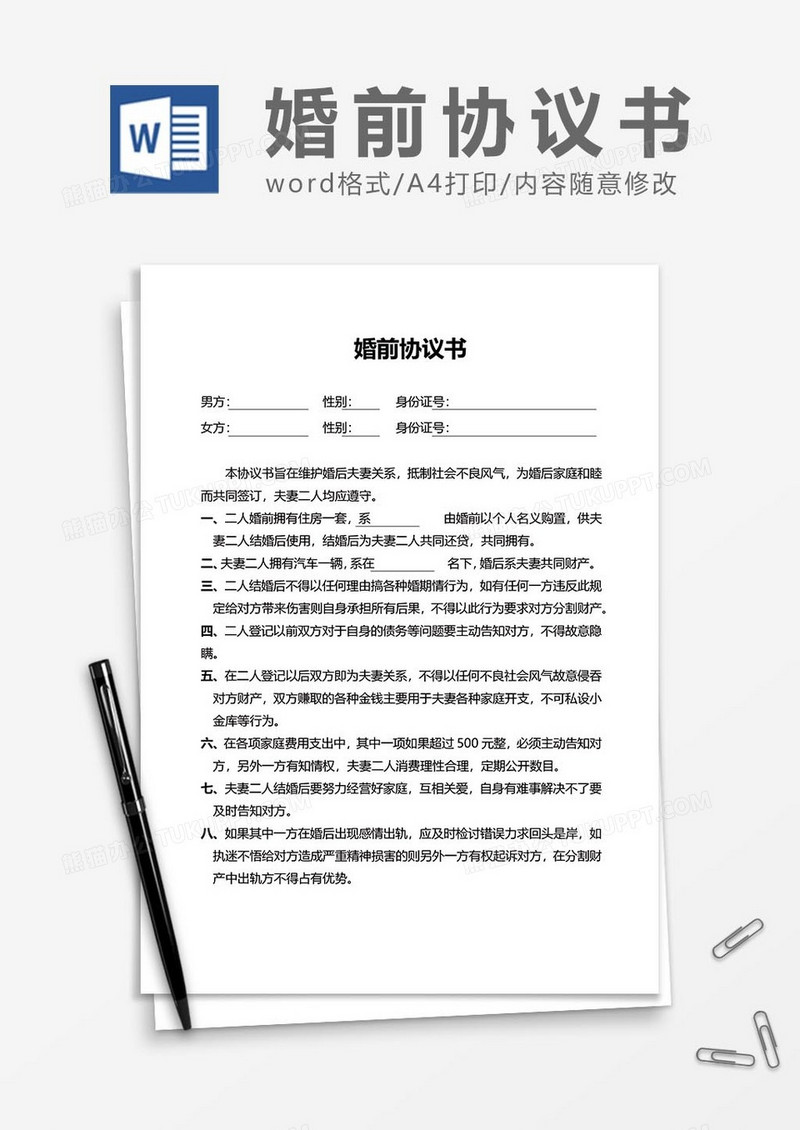 婚前协议5word模板