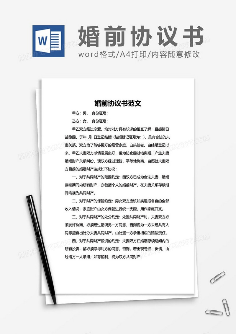 婚前协议33word模板