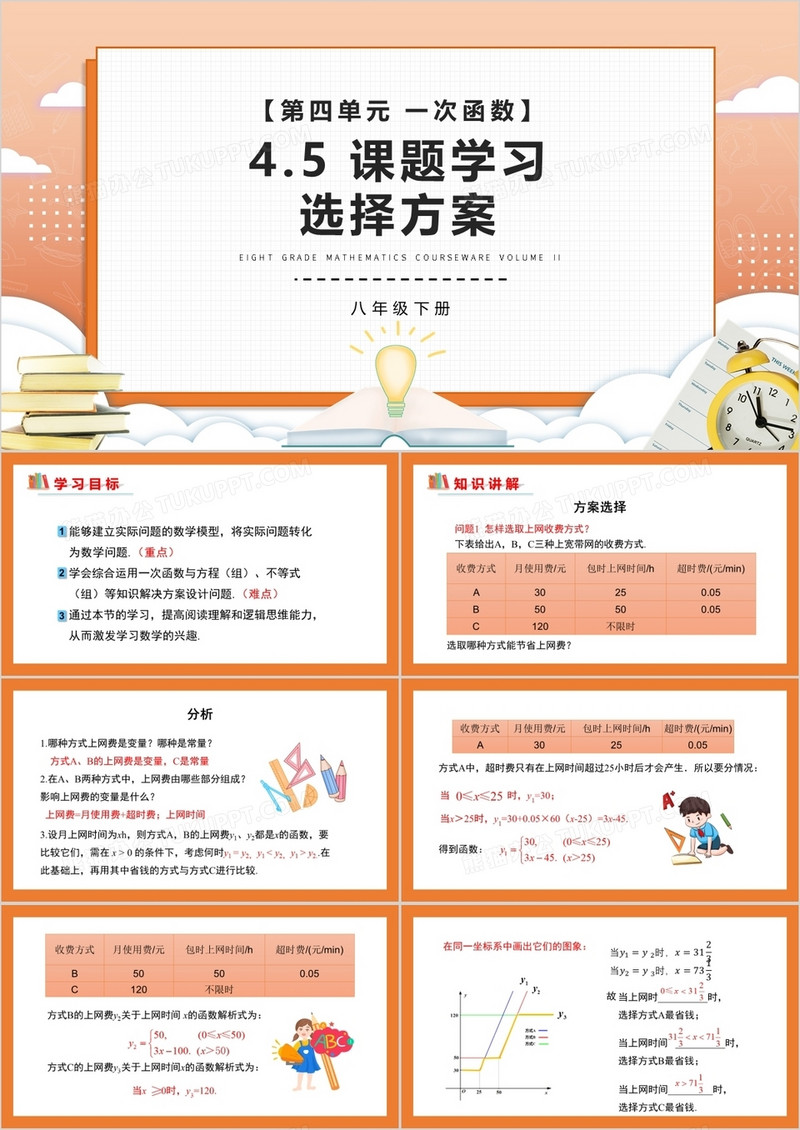 部编版八年级数学下册课题学习选择方案课件PPT模板