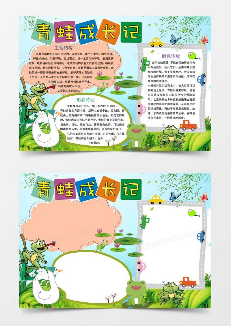 青蛙成长记小报手抄报word模板