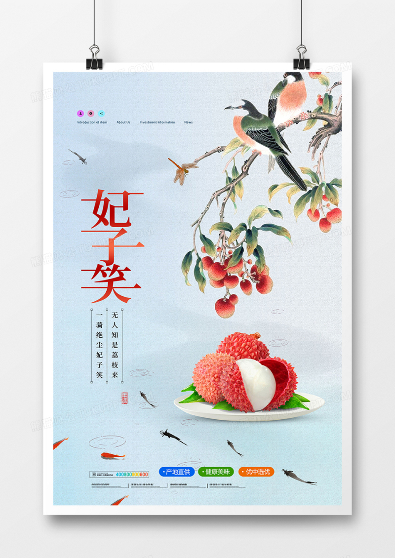 中国风美味妃子笑荔枝海报