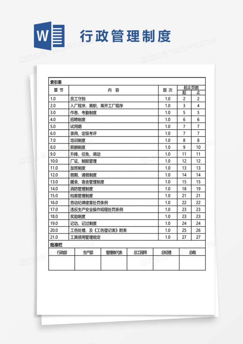 行政管理制度word模板