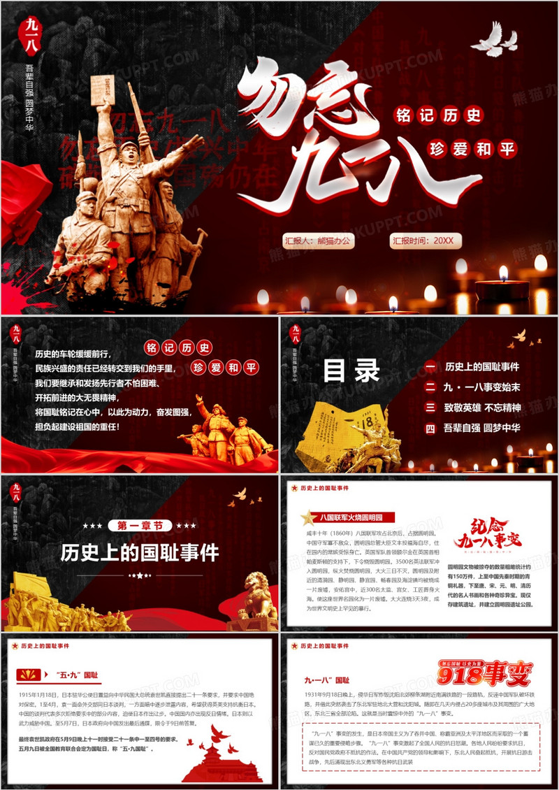 铭记历史勿忘国耻九一八事变PPT模板