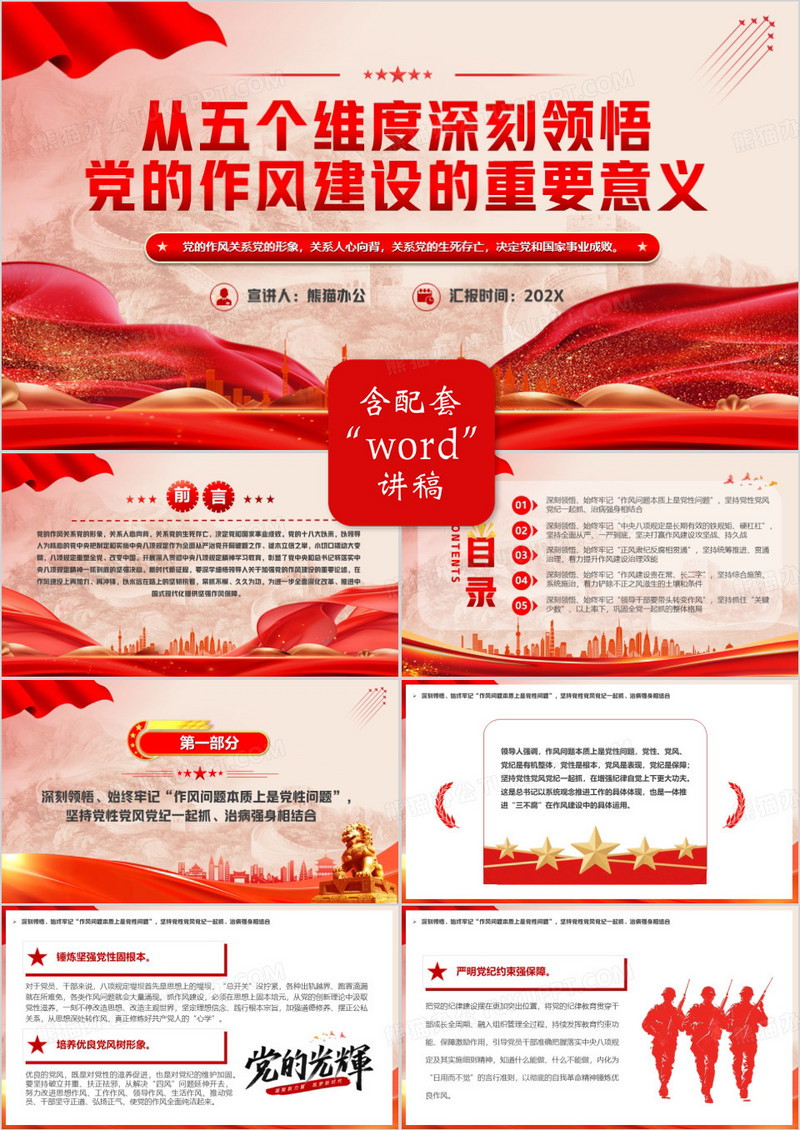从五个维度领悟党的作风建设的重要意义PPT模版