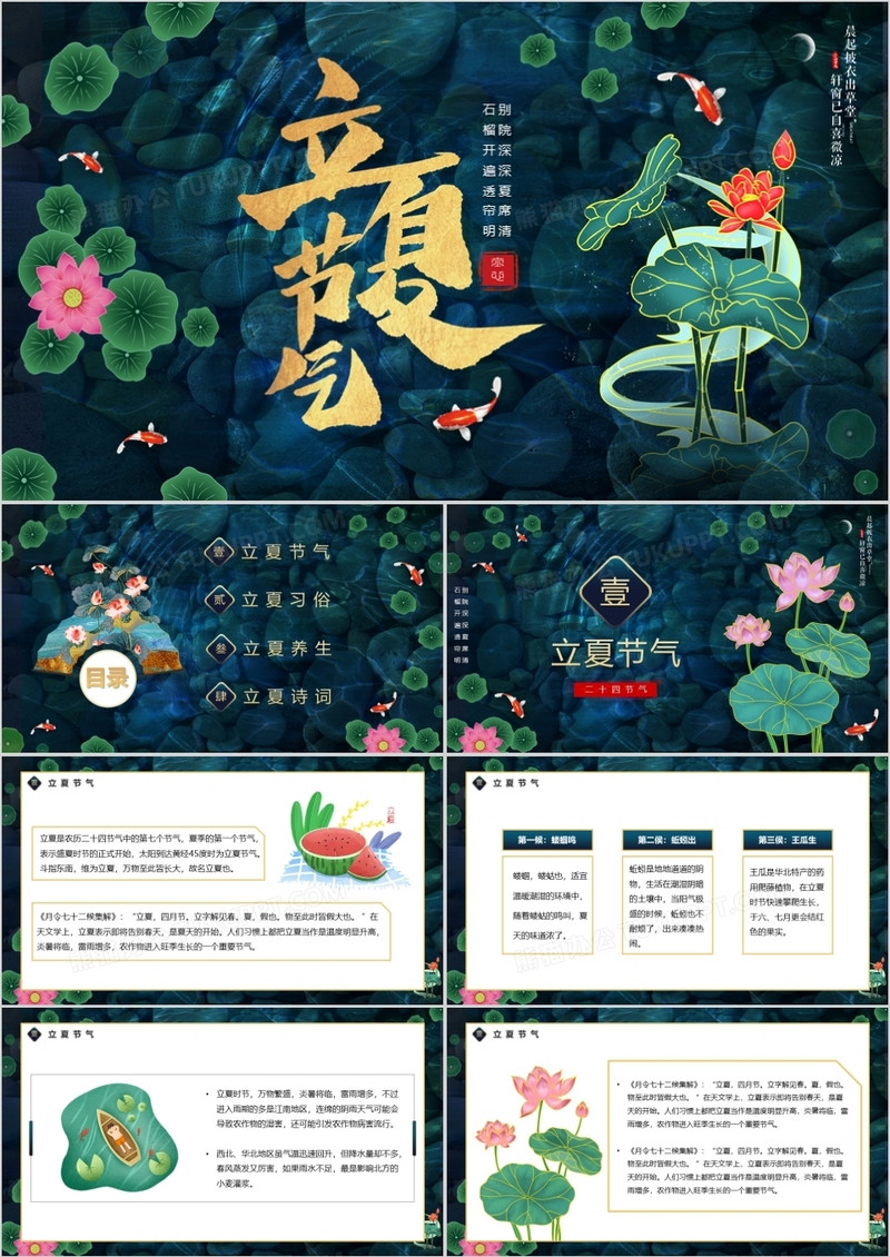 传统二十四节气之立夏知识宣传动态PPT模板