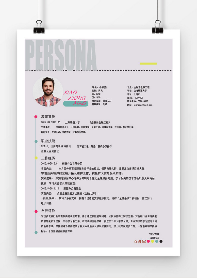 创意简历金融投资顾问求职简历个人简历模板