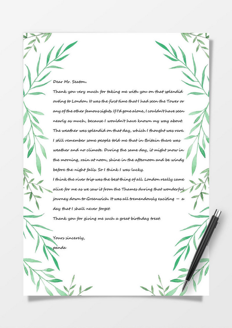 绿色柳条植物边框信纸模板word信纸