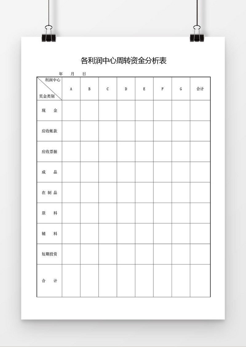 各利润中心周转资金分析表Word模板
