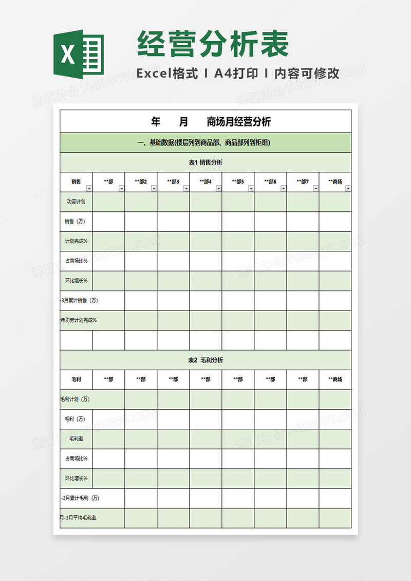 月经营数据分析excel表格