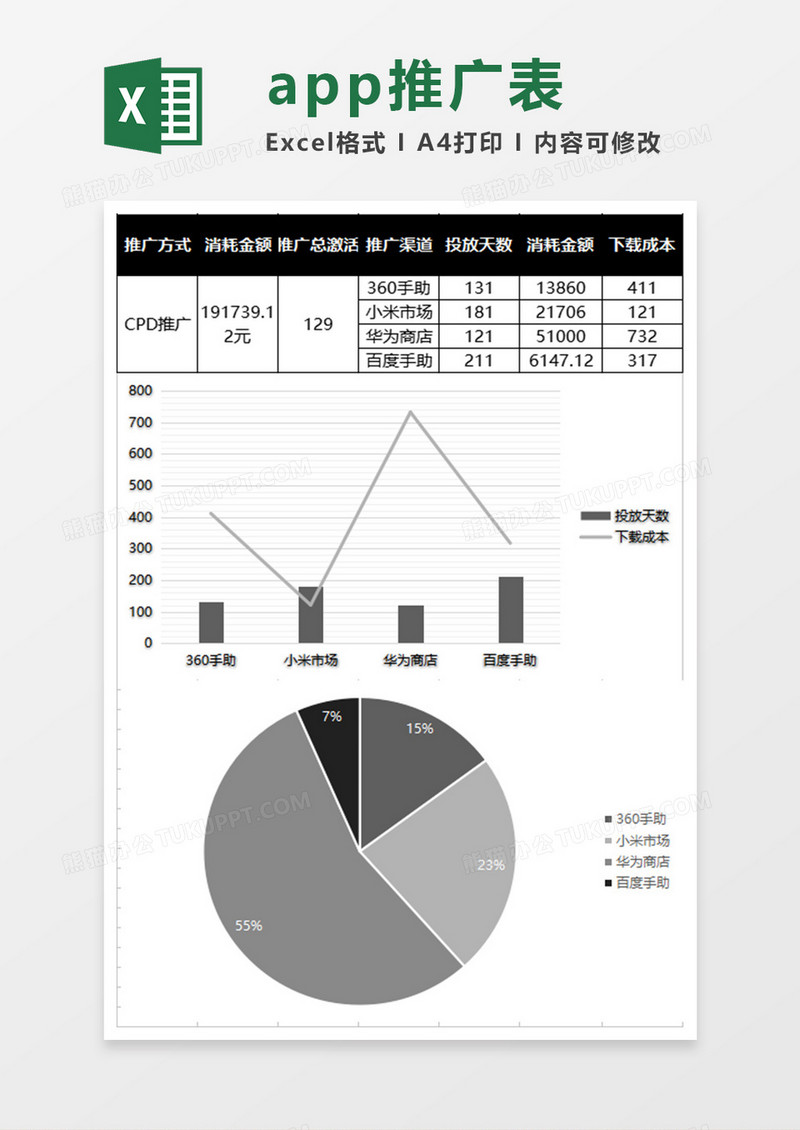 高级灰APP推广excel表模板