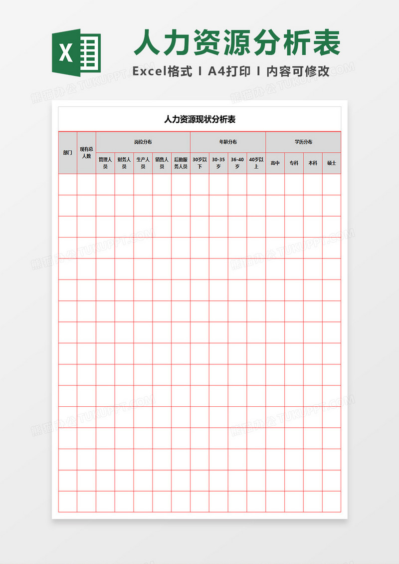 人力资源现状分析表excel模板