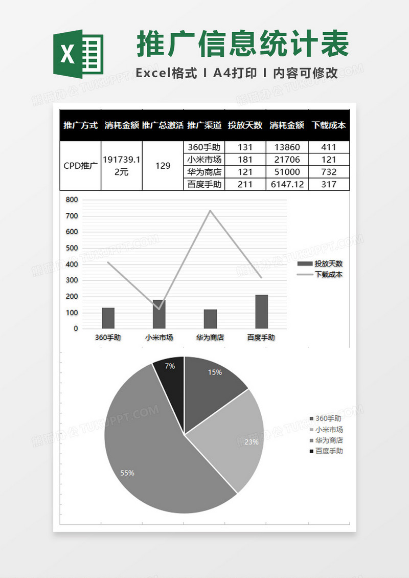 高级灰灰色APP推广excel表模板