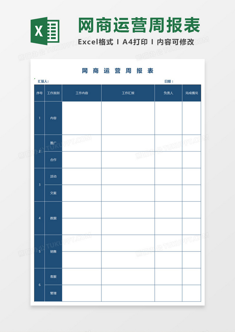 网商运营周报表excel模板