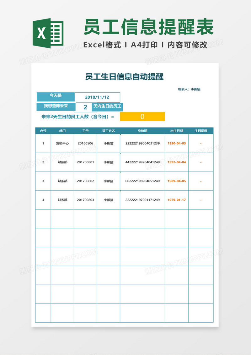 员工信息提醒表