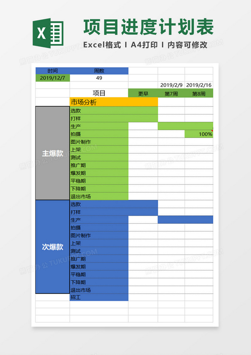 公司项目进度计划甘特图excel模板