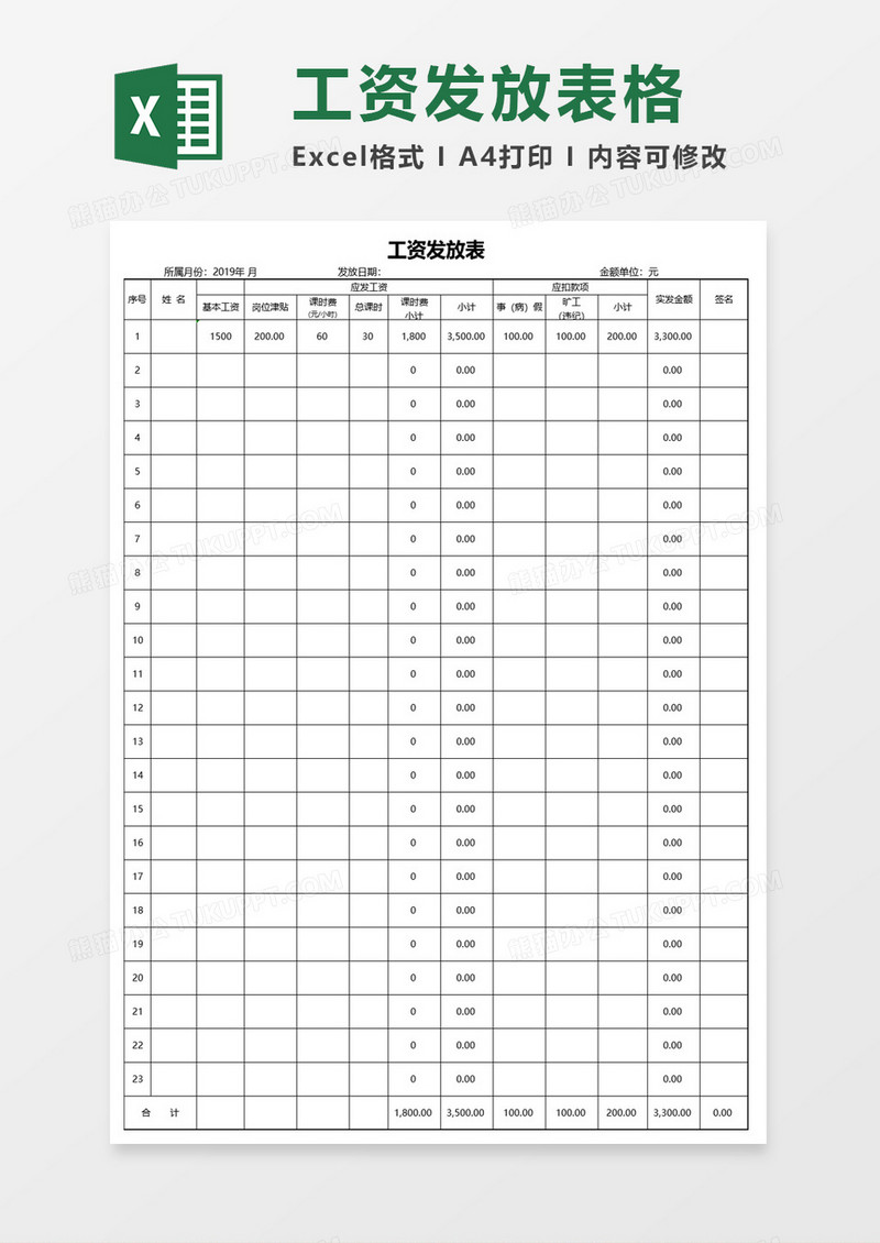 工资培训计划表发放表格