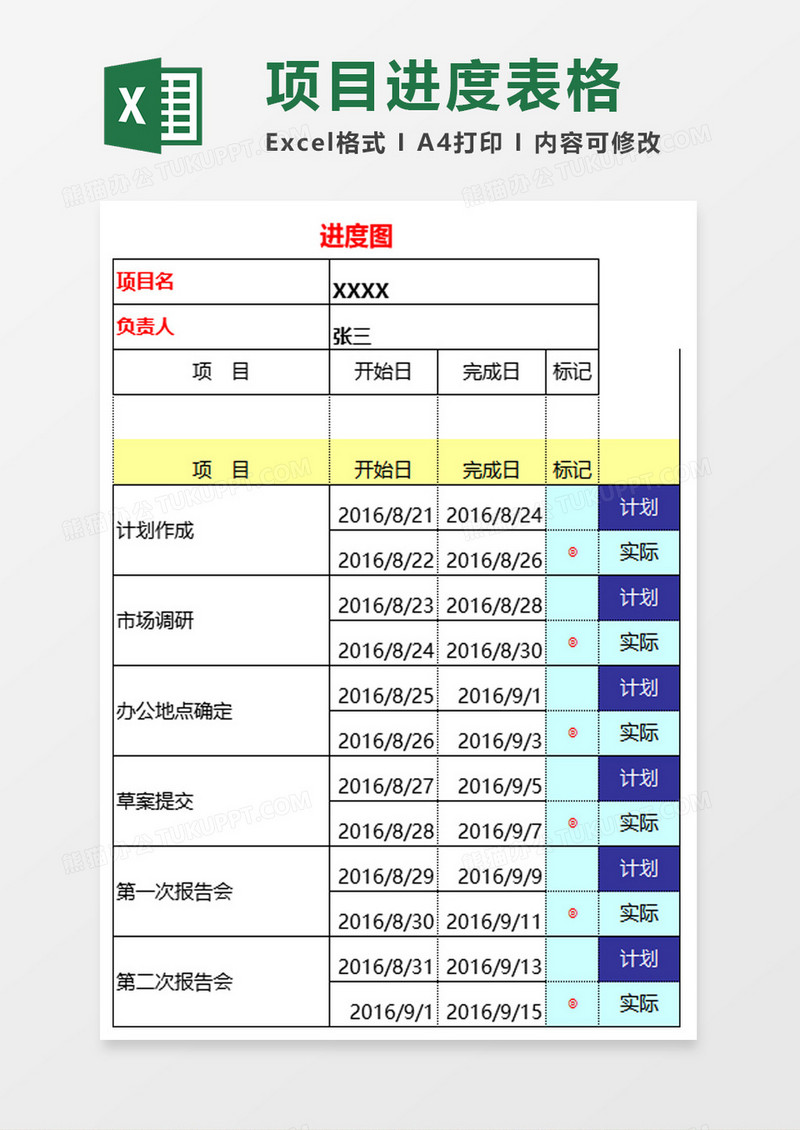 全自动甘特图excel模板