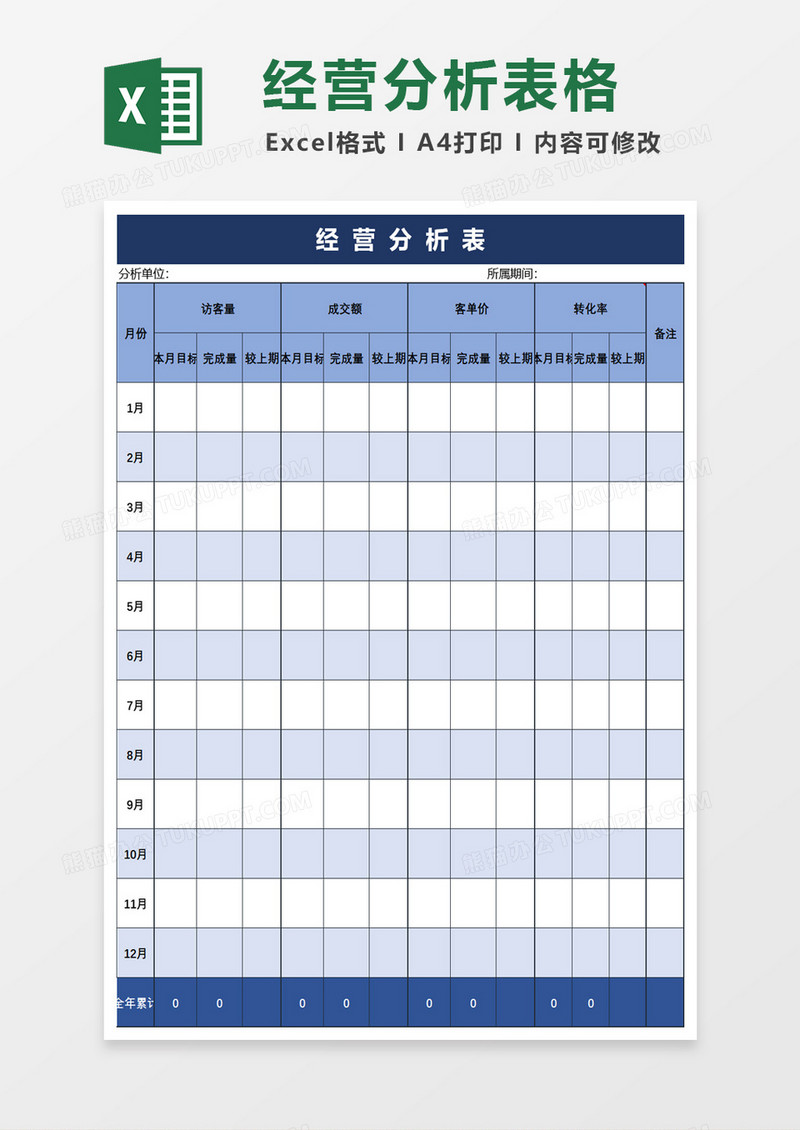 简约实用经营分析表excel模板