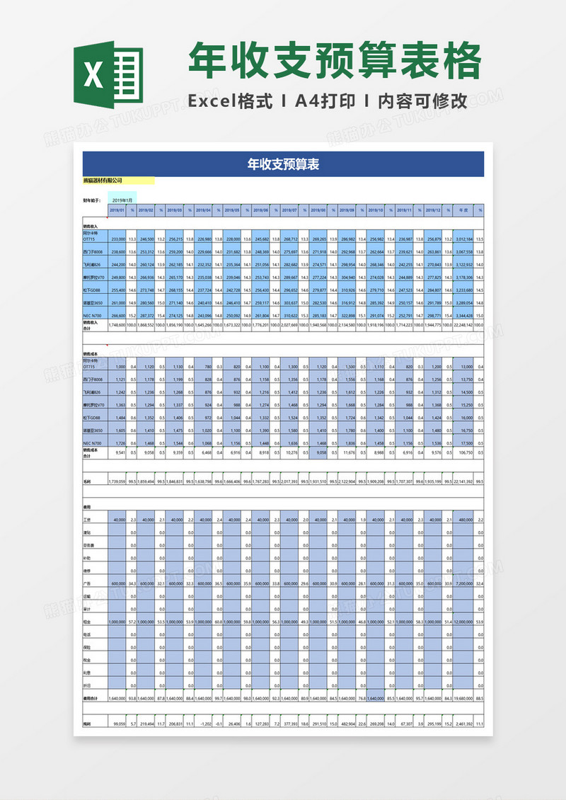 年度收支预算表excel模板