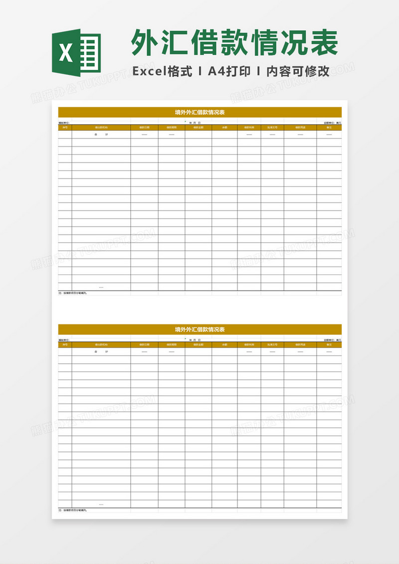 境外外汇借款情况表excel模板
