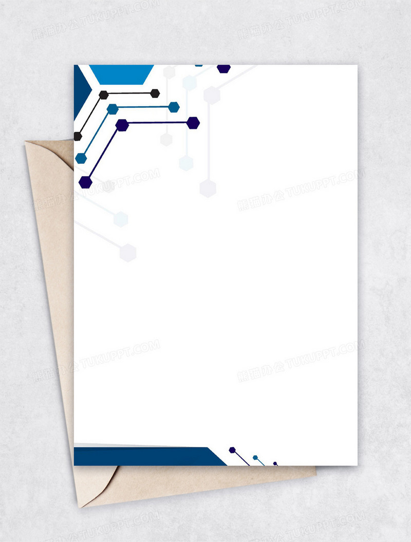 简约科技几何商务背景信纸word模板
