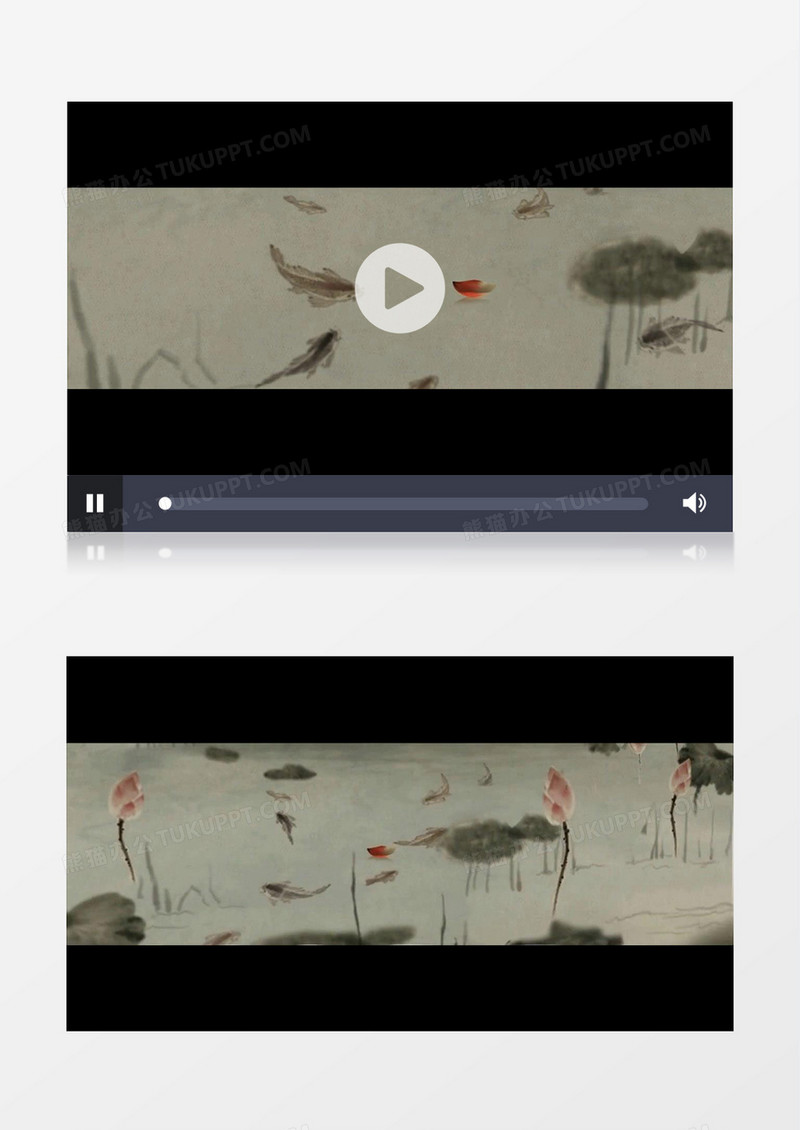 古典水墨画荷塘拱桥背景视频梅花(有音乐)