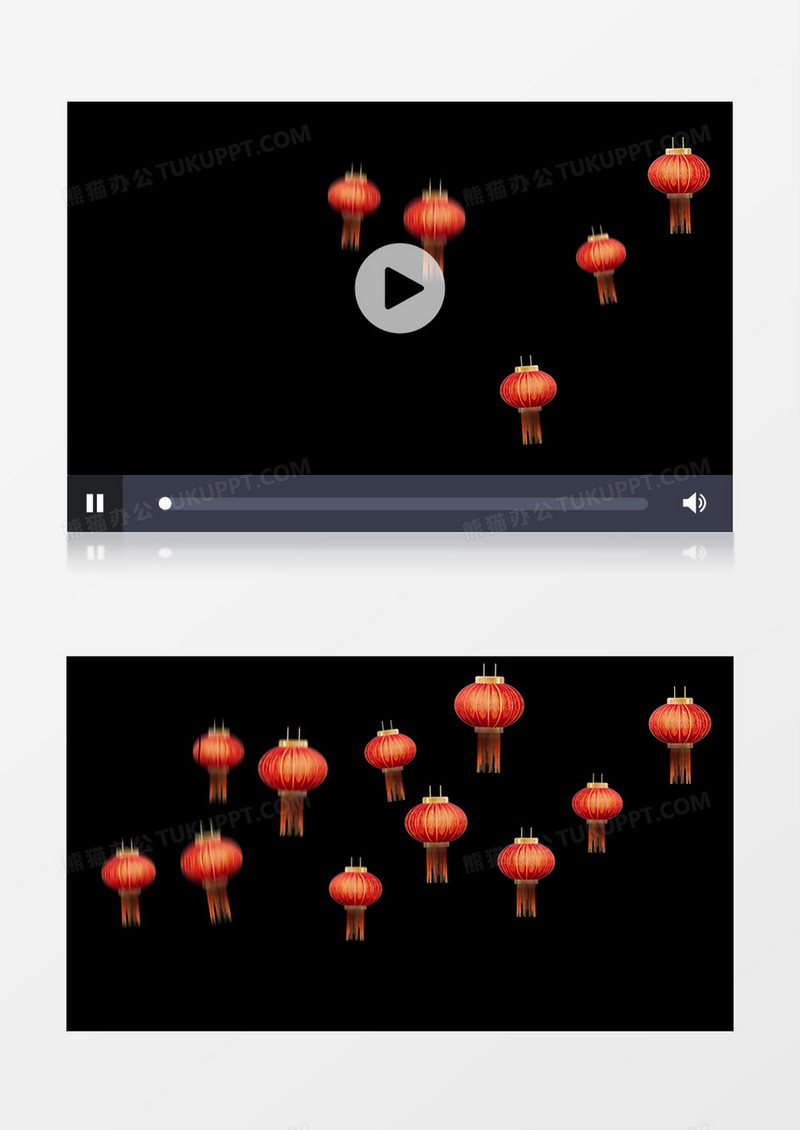 金色喜庆灯笼动态元素视频素材含透明通道