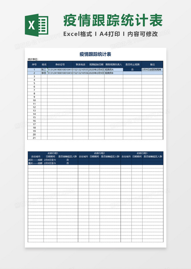 疫情跟踪统计表excel模板
