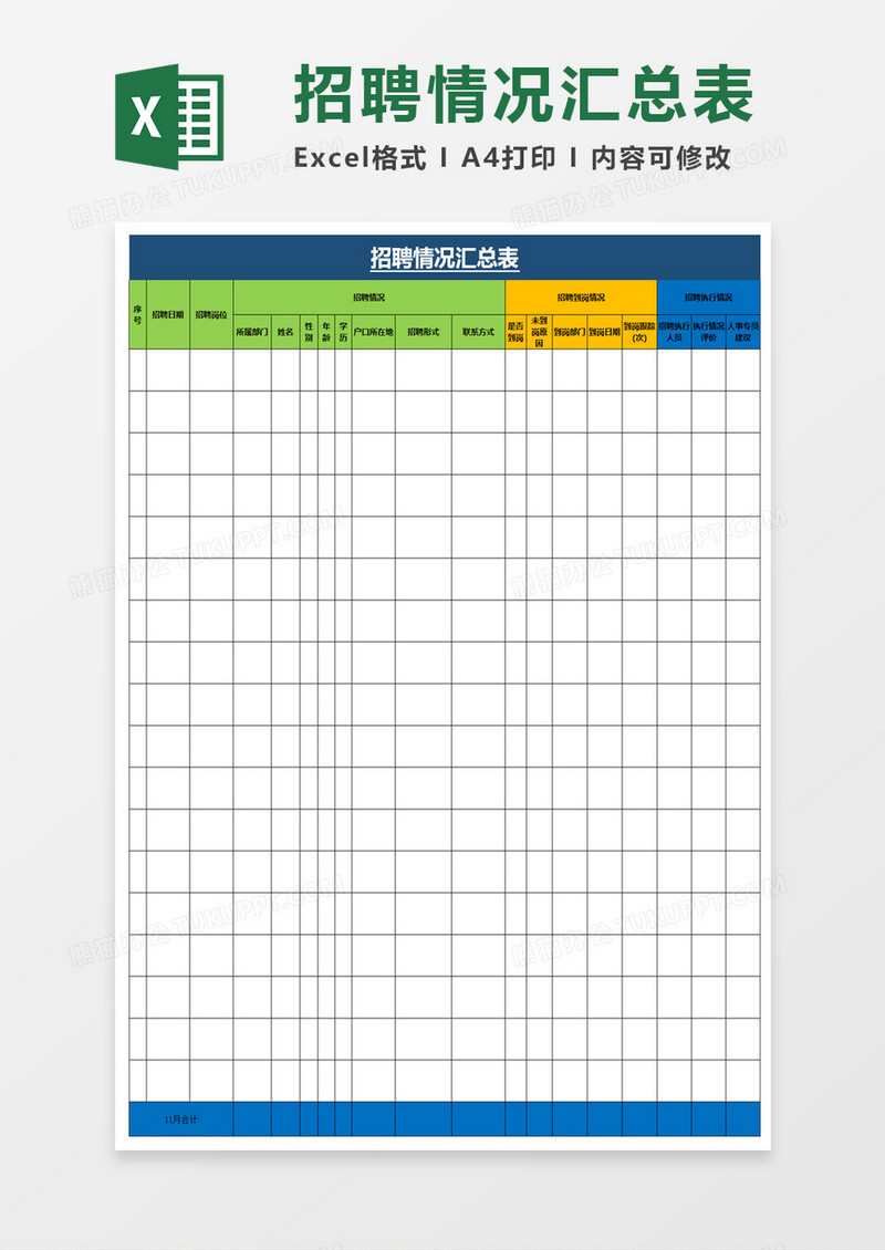 招聘情况汇总表excel模板