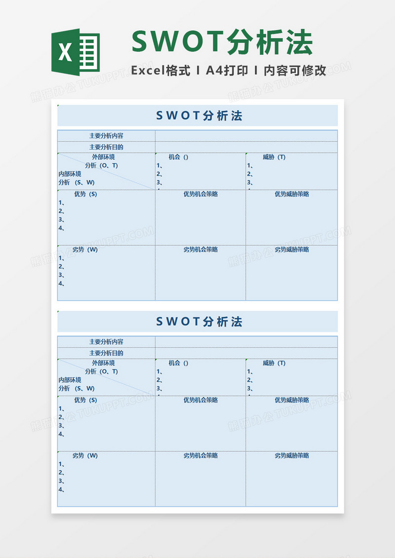 SWOT分析法excel模板