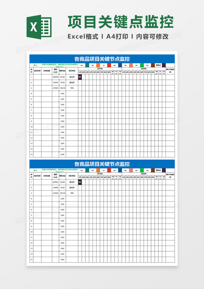 各竞品项目关键节点监控excel模板