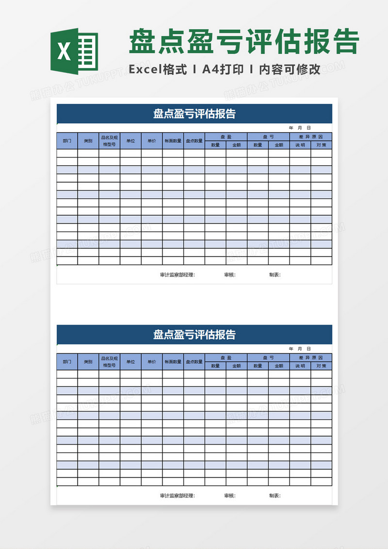 盘点盈亏评估报告excel模板