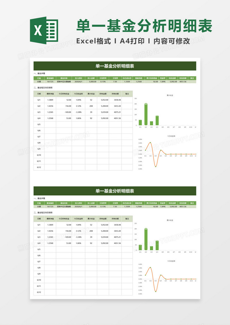 单一基金分析明细表excel模板