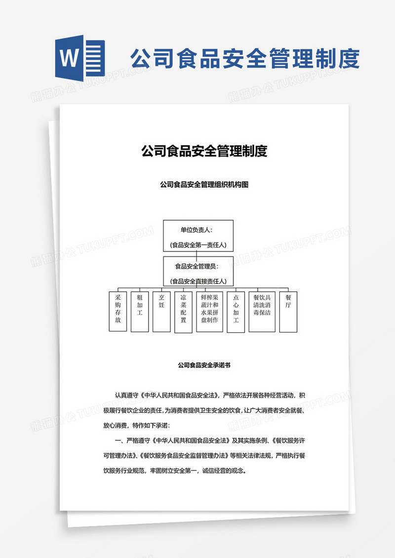 公司食品安全管理制度word模板
