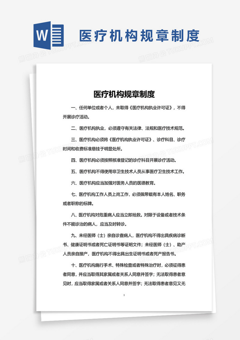 医疗机构规章制度2word模板