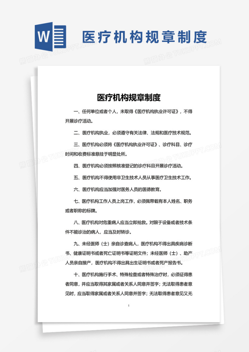 医疗机构规章制度2word模板