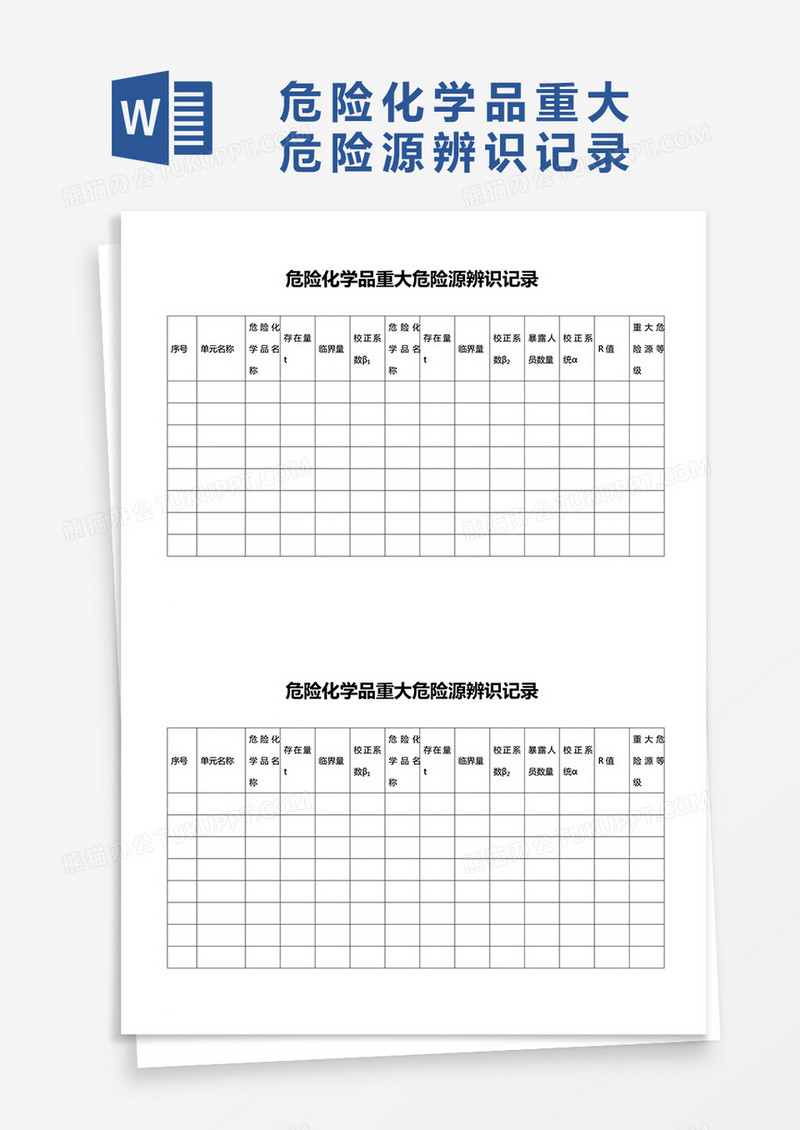 实用危险化学品重大危险源辨识记录word模板