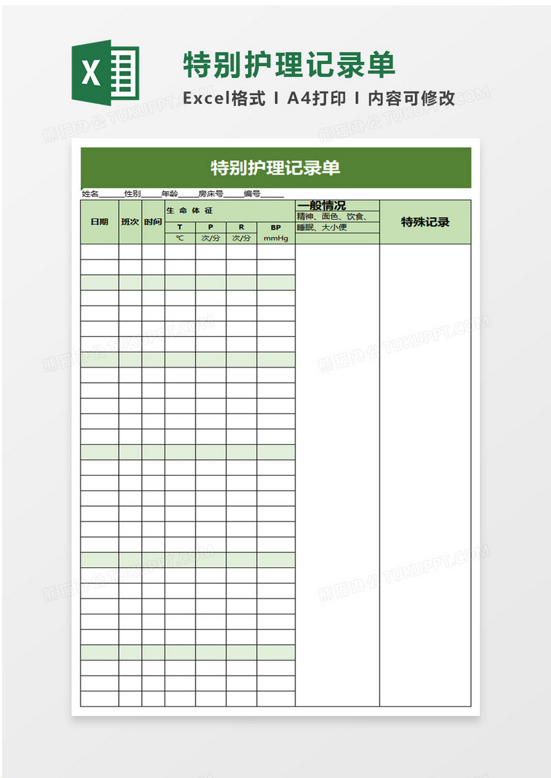 特别护理记录单word模板