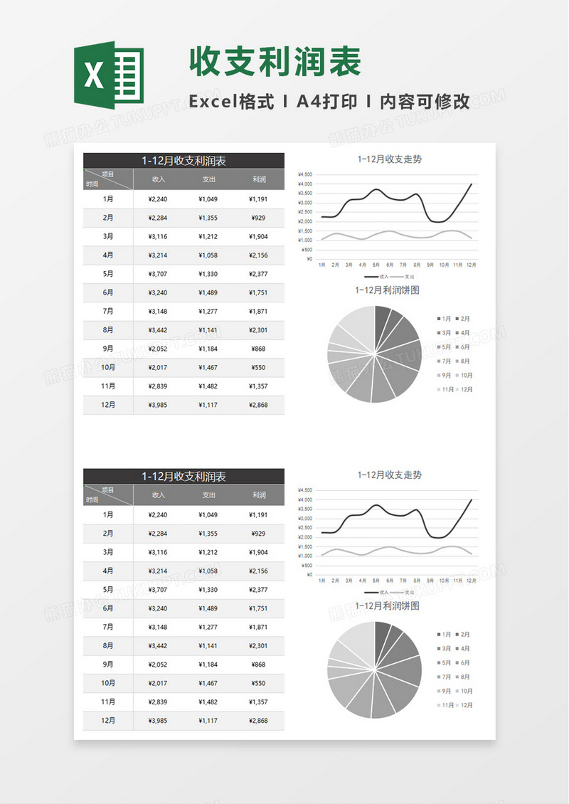 简洁收支利润表excel模板