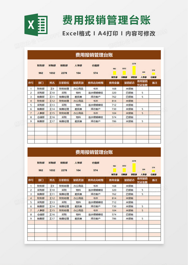 费用报销管理台账excel模板