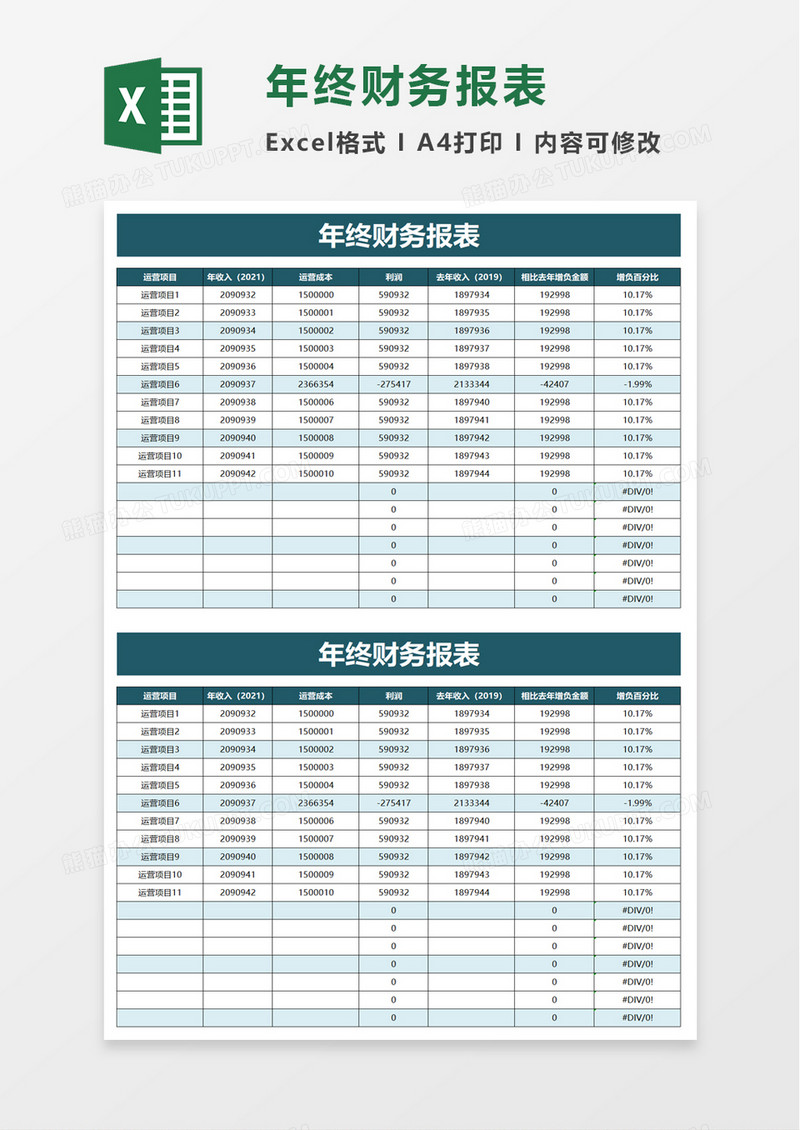 年终财务报表excel模板