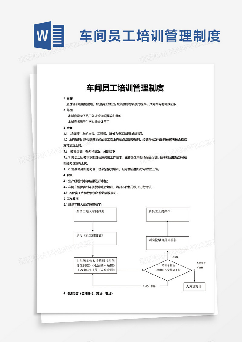 车间员工培训管理制度word模板