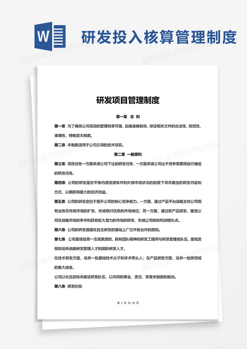 研发投入核算管理制度word模板