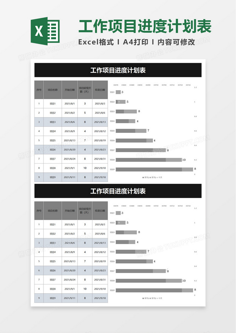 工作项目进度计划表excel模板