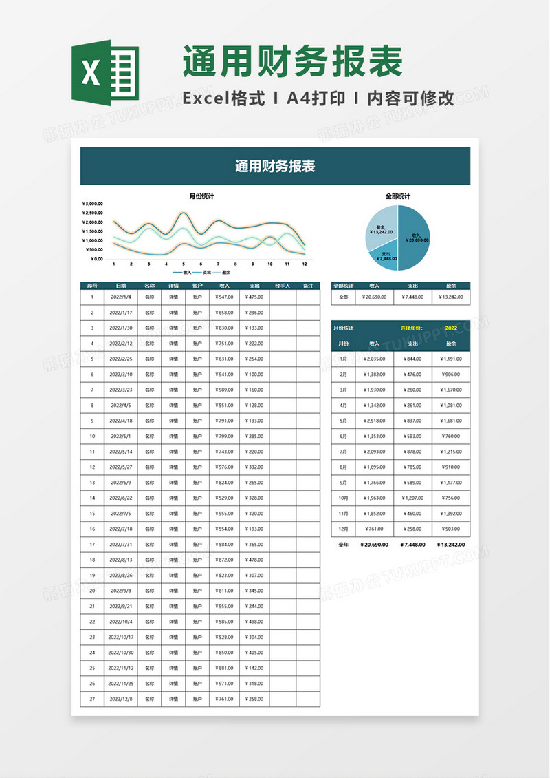 通用企业财务报表excel模板