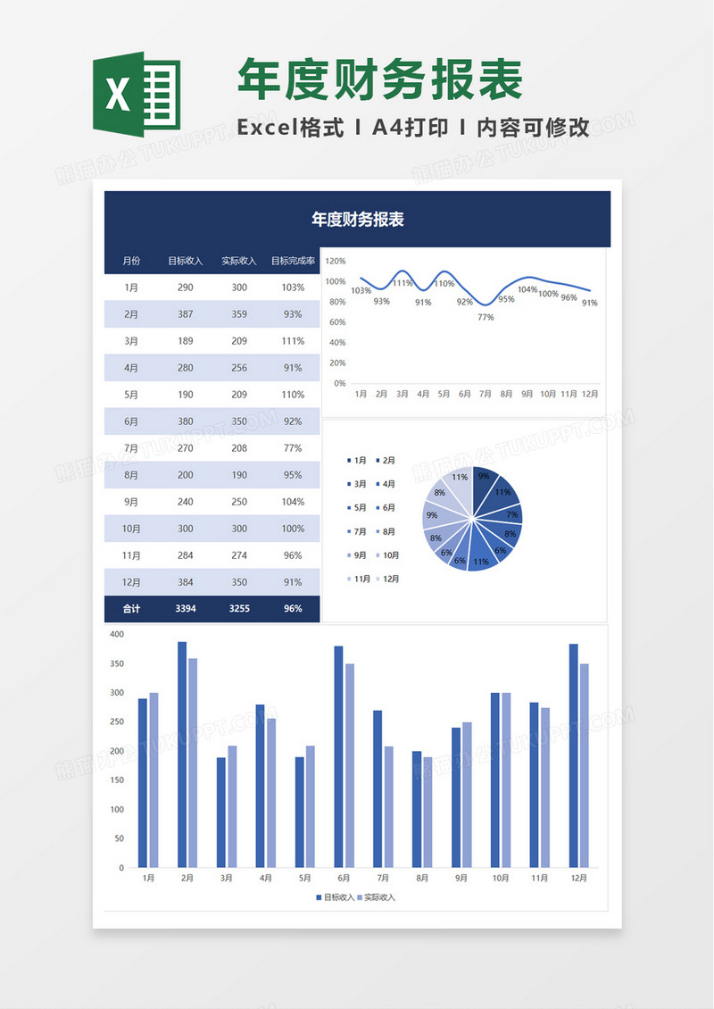 简洁企业年度财务报表excel模板