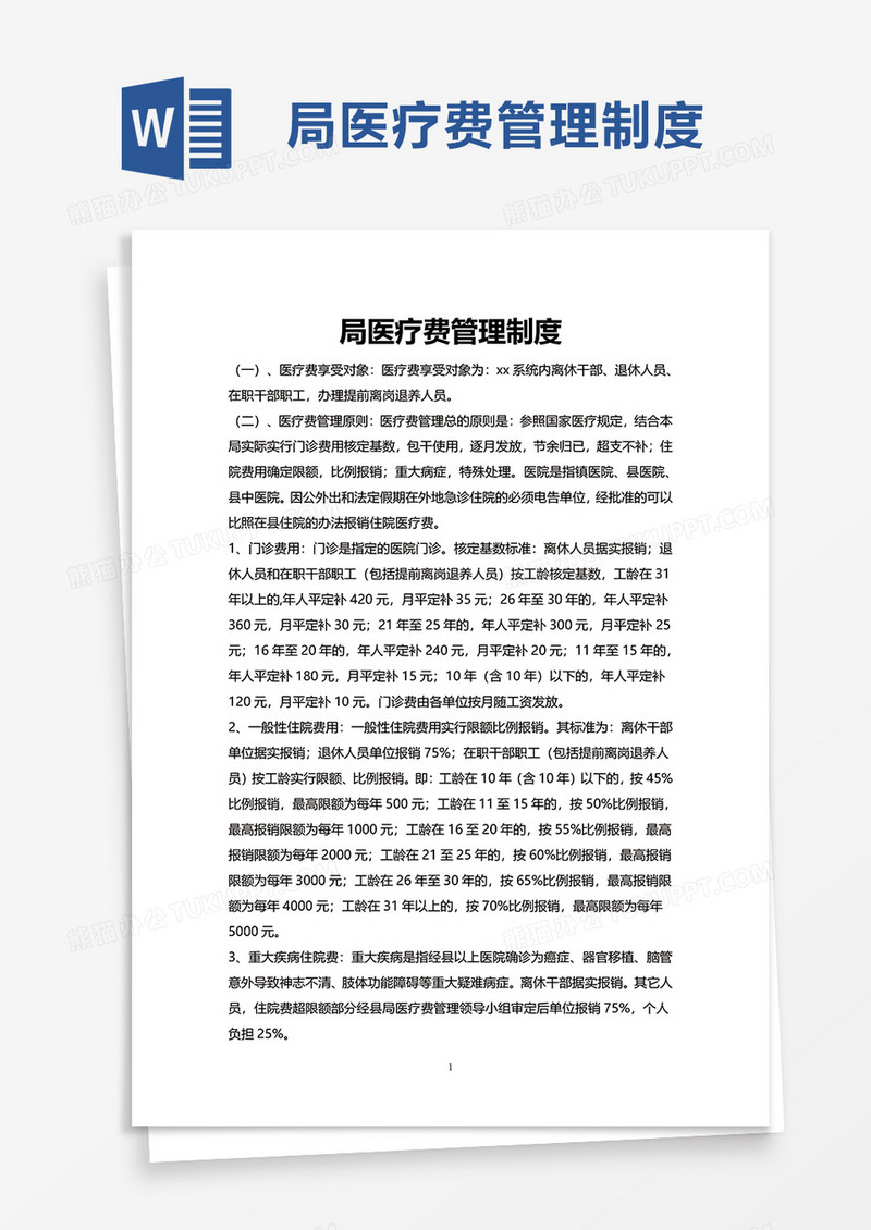 局医疗费管理制度word模板